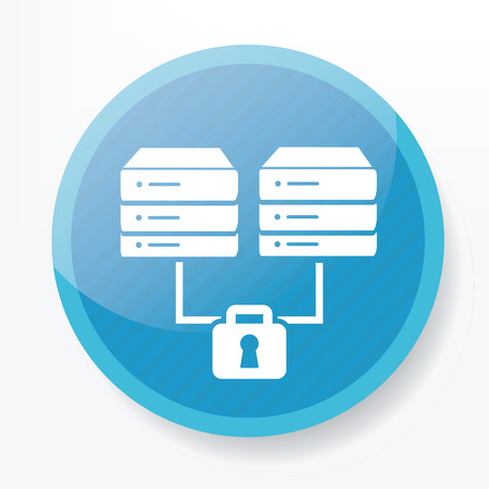 Lock Database icon on blue button,clean vectorのイラスト素材