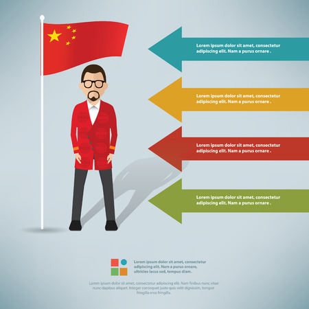 Chinese businessman infographic designのイラスト素材