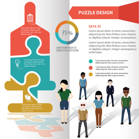 Saline puzzle info graphic design and character,clean vectorのイラスト素材
