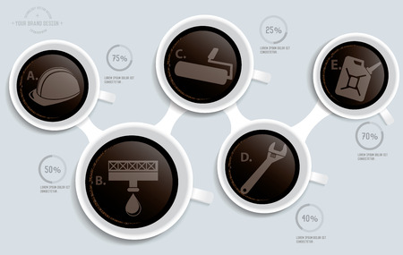 Construction on coffee info graphic design,clean vectorのイラスト素材