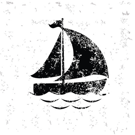 Boat design on old paper,grunge vectorのイラスト素材