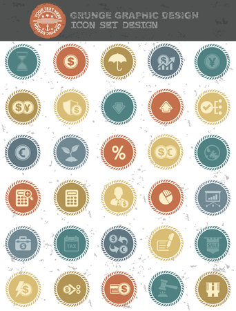 Financial icons,retro style,clean vectorのイラスト素材