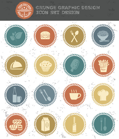Food and drink icons,retro style,clean vectorのイラスト素材