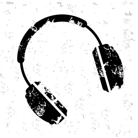 Earphone design on old paperのイラスト素材