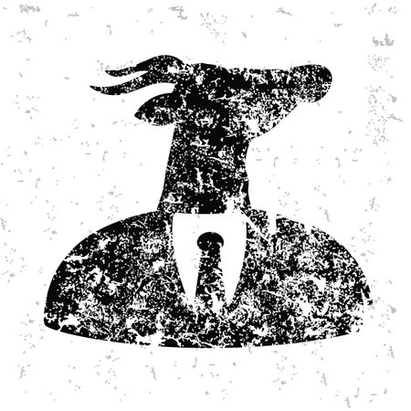 Goat design on old paperのイラスト素材