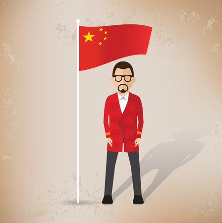 Chinese character design on old paper background,grunge vectorのイラスト素材