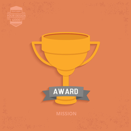 Trophy design on orange background,clean vectorのイラスト素材