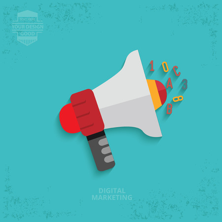 Megaphone design on blue background,clean vectorのイラスト素材