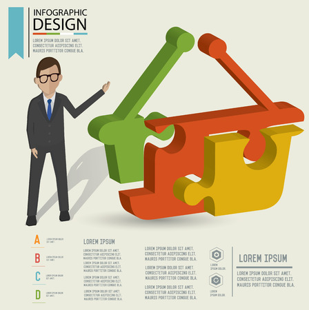 Puzzle info graphic design,Three dimension design,clean vectorのイラスト素材