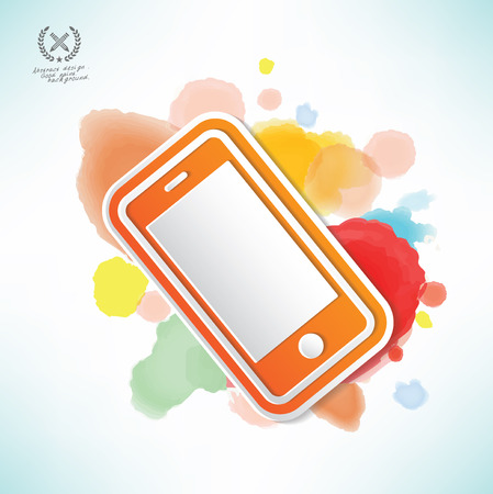 Mobile phone design and water colour designのイラスト素材