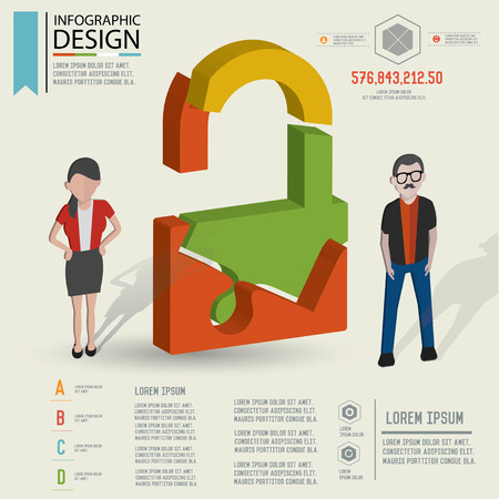 Puzzle info graphic design,Three dimension design,clean vectorのイラスト素材