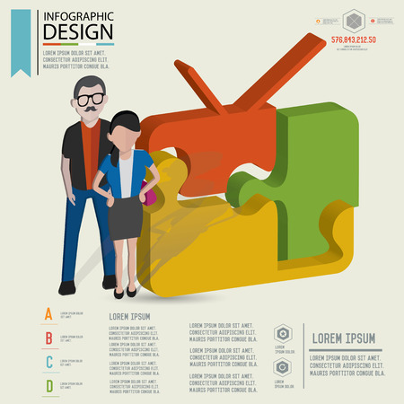 Puzzle info graphic design,Three dimension design,clean vectorのイラスト素材