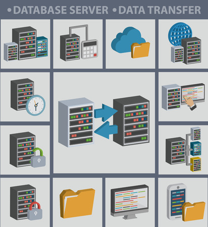 Database server,Data transfer icons,clean vectorのイラスト素材