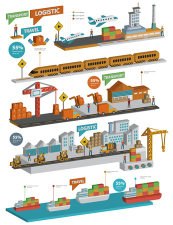 Logistic,transport,airplane,train,car,boat on white background,clean vectorのイラスト素材