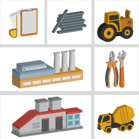 Industry icons design,three dimension,clean vectorのイラスト素材