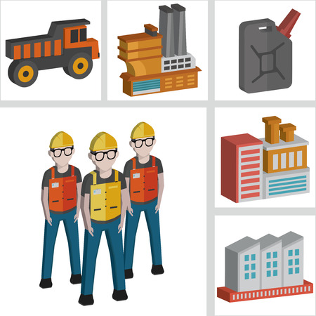 Engineering and factory icons design,three dimension,clean vectorのイラスト素材