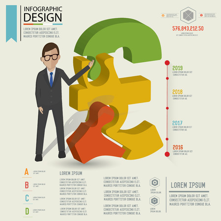 Puzzle info graphic design,Three dimension design,clean vectorのイラスト素材