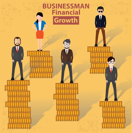 Make money businessman concept design on yellow background clean vector.のイラスト素材