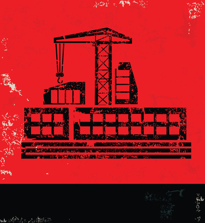 Factoryindustry design on red backgroundgrunge vectorのイラスト素材