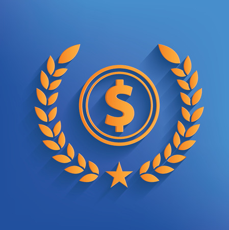 Dollar badge on blue backgroundのイラスト素材