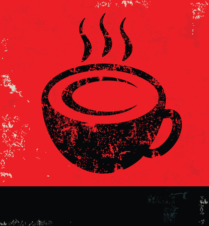 Coffee design on red background grunge のイラスト素材