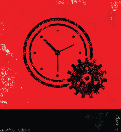Clock design on red backgroundgrunge vectorのイラスト素材