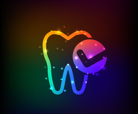 Tooth design on dark background rainbow conceptのイラスト素材