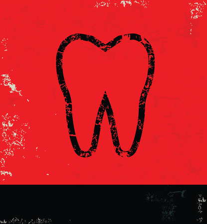 Tooth design on grunge background red versionのイラスト素材
