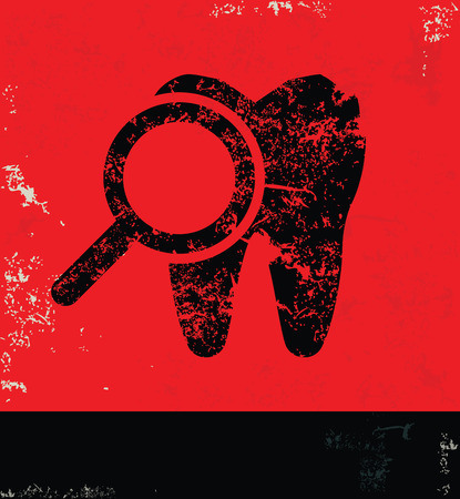 Tooth design on grunge background red versionのイラスト素材
