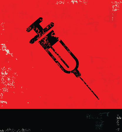 Syringe design on grunge background red versionのイラスト素材