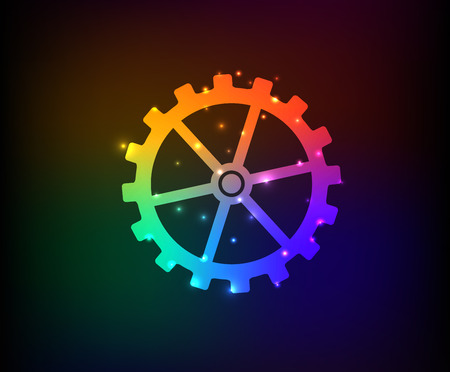 Gear design on rainbow concept backgroundclean vectorのイラスト素材