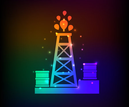 Oil industry design on rainbow concept backgroundclean vectorのイラスト素材