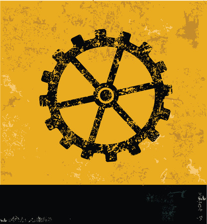 Gear design on yellow backgroundgrunge vectorのイラスト素材