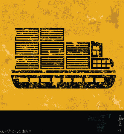 Boattransport design on yellow backgroundgrunge vectorのイラスト素材
