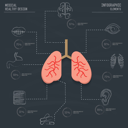 LungMedical infographic design on old paper backgroundclean vectorのイラスト素材