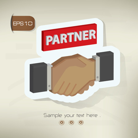 Hand shake design sticker concept on old backgroundclean vectorのイラスト素材