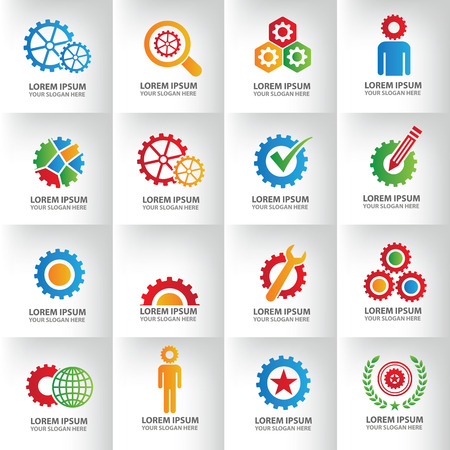 16 Gear and engineer   template on clean background clean vector.のイラスト素材