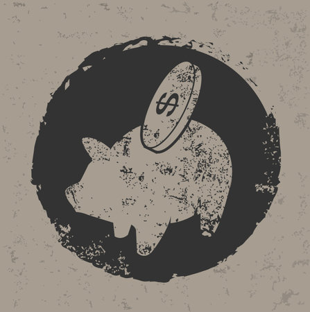 Piggy bank design on grunge background grunge vectorのイラスト素材