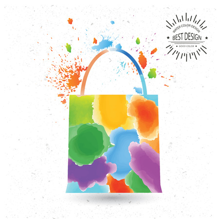 Shopping bag designwatercolour concept on oldwhite backgroundclean vectorのイラスト素材