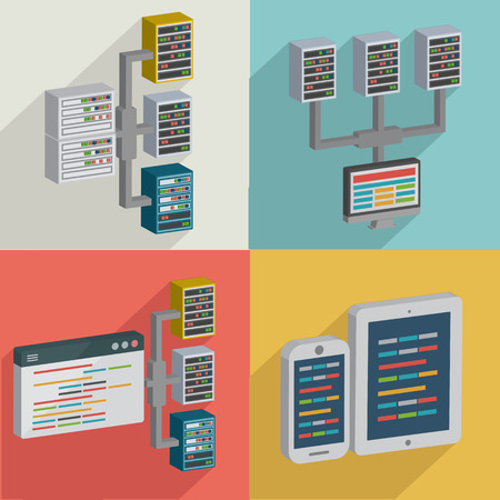DatabaseData serverflat icons designclean vectorのイラスト素材