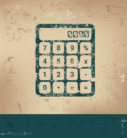 Calculator design on old paper background,grunge concept,vectorのイラスト素材