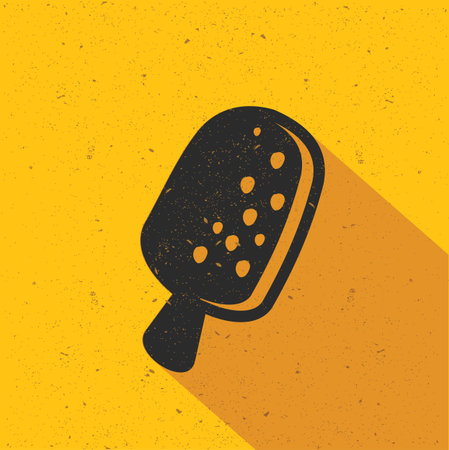 Ice cream icon design on yellow background, flat design. Clean vector.のイラスト素材