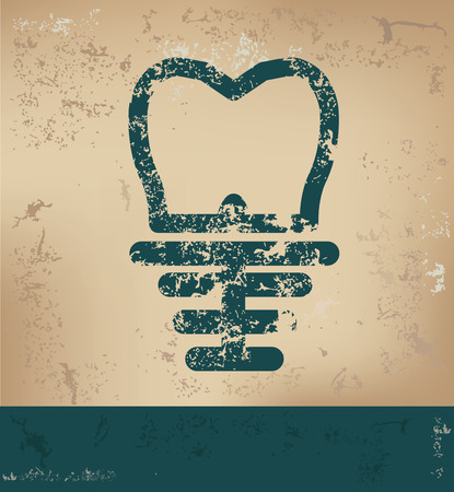 Root tooth design on old paper background,grunge concept,vectorのイラスト素材