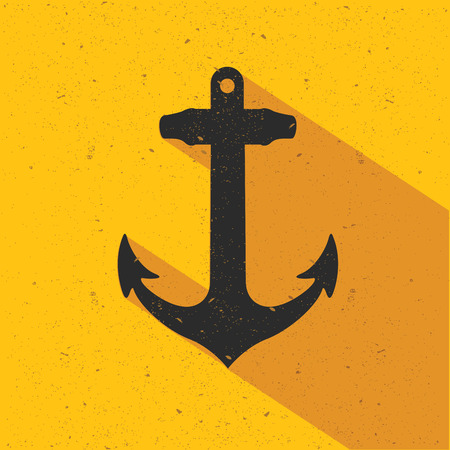 Anchor design on yellow background,flat design,clean vectorのイラスト素材