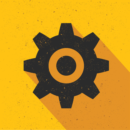 Gear design on yellow background,retro yellow background,clean vectorのイラスト素材