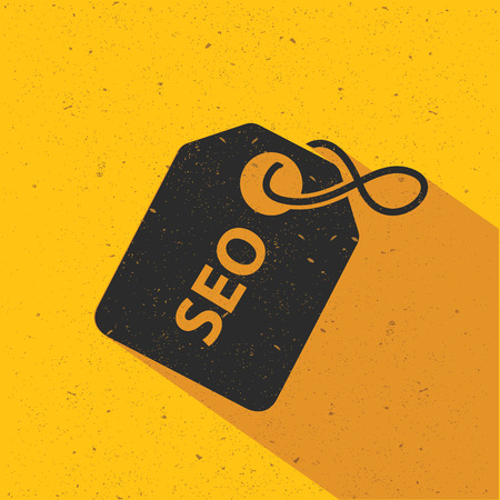 SEO icon design on yellow background, flat design. Clean vector.のイラスト素材