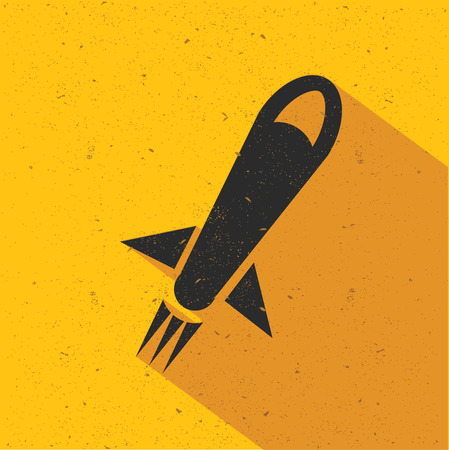 Rocket design on yellow background,flat design,clean vectorのイラスト素材