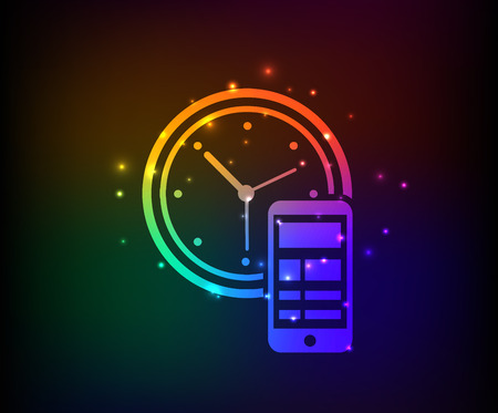 Clock,mobile phone design, rainbow concept design,clean vectorのイラスト素材
