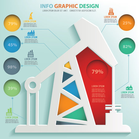 Oil industry info graphic design, Business concept design. Clean vector.のイラスト素材