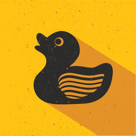 Duck design on yellow background,flat design,clean vectorのイラスト素材